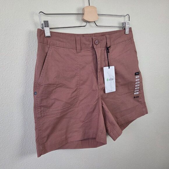 Stio Womens Shorts Size 6 Rivet Twill 5" Stretch Organic Cotton Brown Root NEW - Picture 3 of 9
